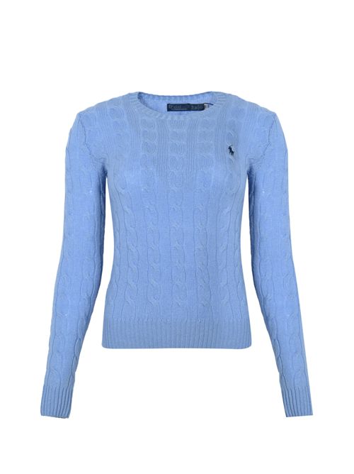 Maglia a trecce in lana e cashmere Blue POLO RALPH LAUREN | 211971865004